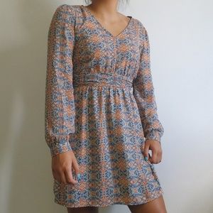 Aztec Print Long Sleeve Dress
